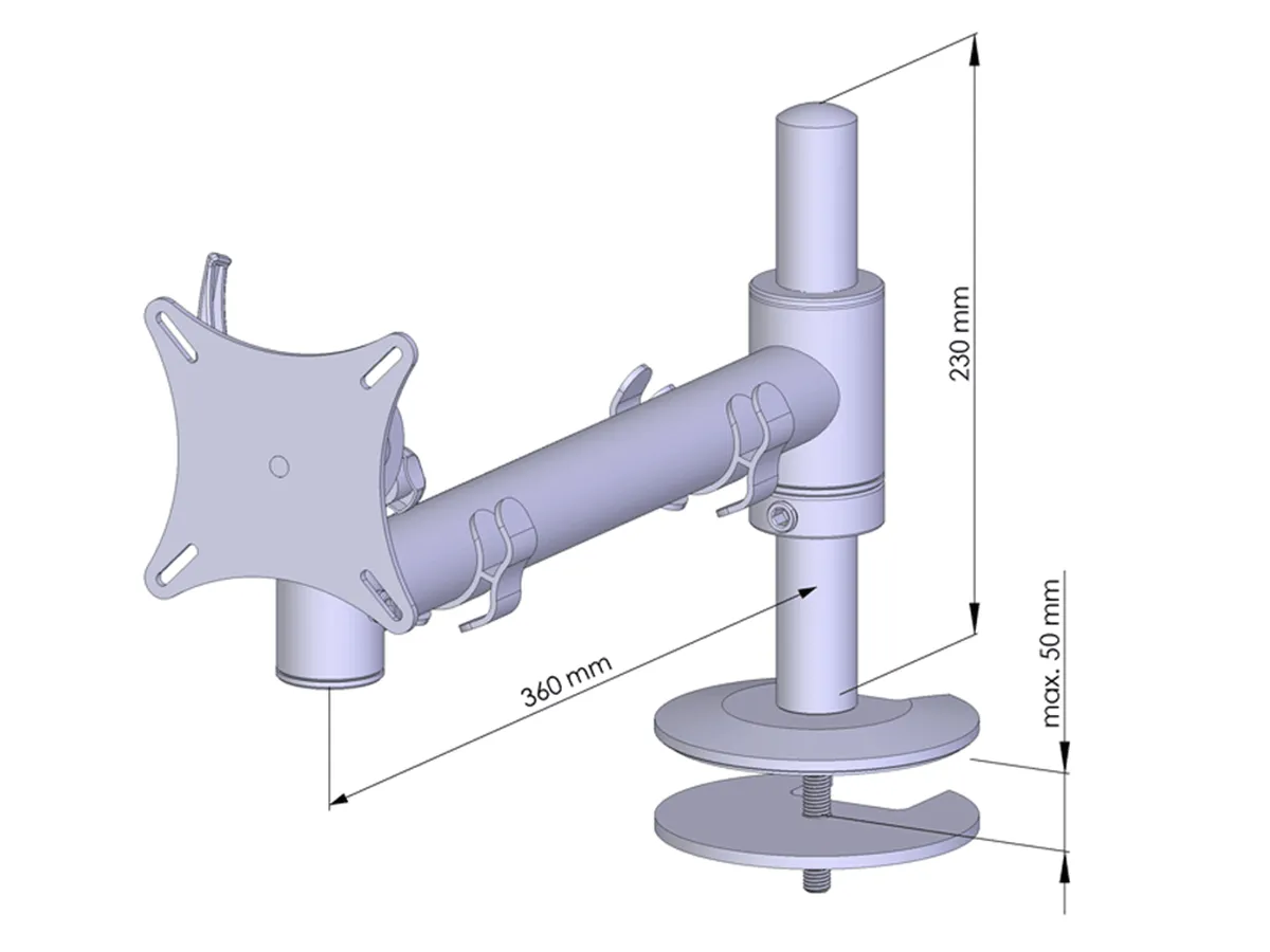 Stabile Metall-Konstruktion: ErgoDesk® TFT-Star Schwenkarm